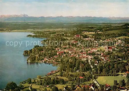 AK / Ansichtskarte Tutzing_Starnberger_See Fliegeraufnahme mit Zugspitze 