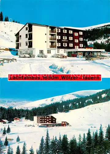 AK / Ansichtskarte Woelzer_Tauern Lachtalhaus mit Skilifthang Panorama 