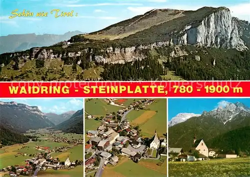 AK / Ansichtskarte Waidring_Tirol Steinplatte Panorama Ortskern Fliegeraufnahme Kirche mit Steinberge Waidring Tirol