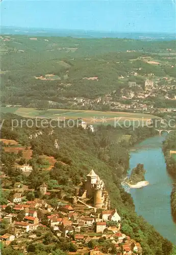 AK / Ansichtskarte Castelnaud Fayrac Vue generale aerienne avec la Dordogne et Beynac en arriere plan Castelnaud Fayrac