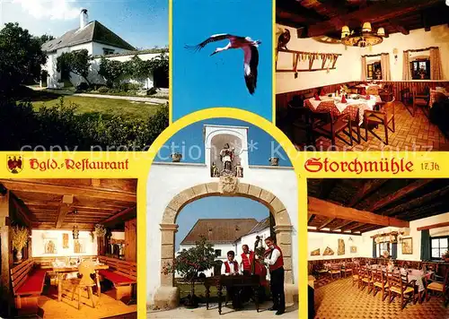 AK / Ansichtskarte Oslip Restaurant Storchmuehle 1. Landeswappentraeger des Burgenlandes Storch Oslip