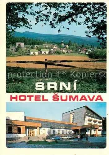 AK / Ansichtskarte Srni Hotel Sumava Ortsansicht mit Kirche Srni
