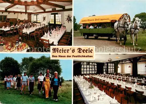 AK / Ansichtskarte Stemwede Altdeutsches Gasthaus Meier s Deele Festsaal Pferdewagen Stemwede