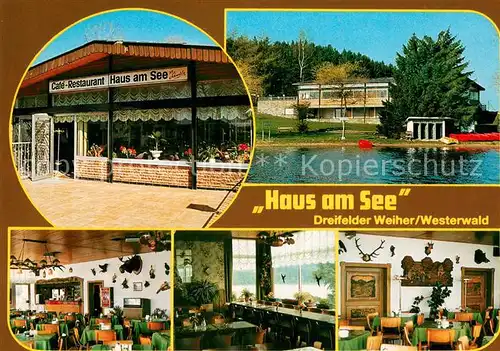 AK / Ansichtskarte Schmidthahn Cafe Restaurant Haus am See Dreifelder Weiher im Westerwald Schmidthahn