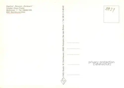 AK / Ansichtskarte Bernbeuren Gasthof Pension Doldewirt Gastraum Bernbeuren