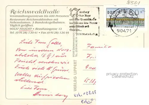 AK / Ansichtskarte Feucht Reichswaldhalle Veranstaltungszentrum Restaurant Kegelbahnen Feucht