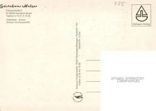 AK / Ansichtskarte Staad_Konstanz Gaestehaus Holzer Fremdenzimmer Hallenbad Staad_Konstanz