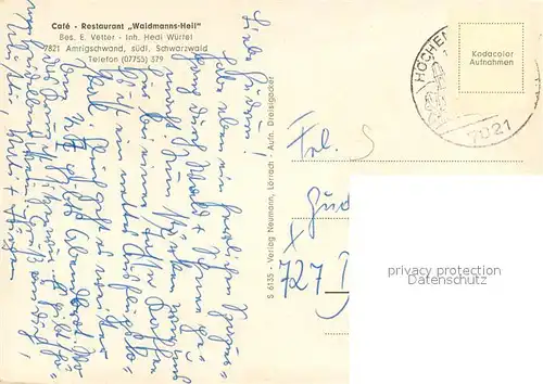 AK / Ansichtskarte Amrigschwand Cafe Restaurant Waidmanns Heil im Schwarzwald Amrigschwand