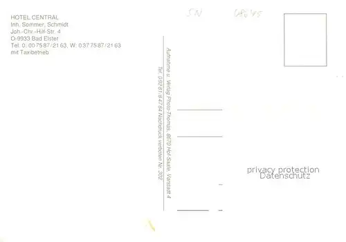 AK / Ansichtskarte Bad_Elster Hotel Central Bad_Elster