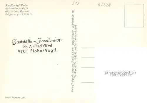 AK / Ansichtskarte Plohn_Lengenfeld Gaststaette Forellenhof Restaurant Kaminzimmer Plohn_Lengenfeld