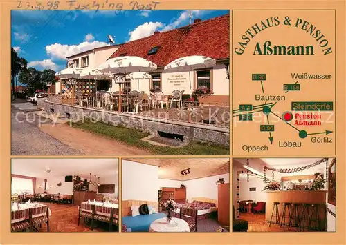 AK / Ansichtskarte Steindoerfel_Hochkirch Gasthaus Pension Assmann Gastraum Fremdenzimmer 