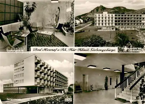 AK / Ansichtskarte Bad_Honnef Kurklinik Siebengebirge Empfangshalle Eingangshalle Blick zum Drachenfels Bad_Honnef