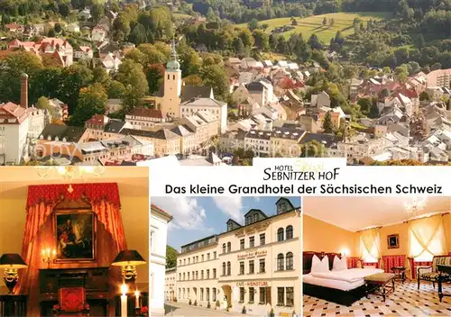 AK / Ansichtskarte Sebnitz Hotel Sebnitzer Hof Grandhotel der Saechsischen Schweiz Ortsansicht mit Kirche Sebnitz
