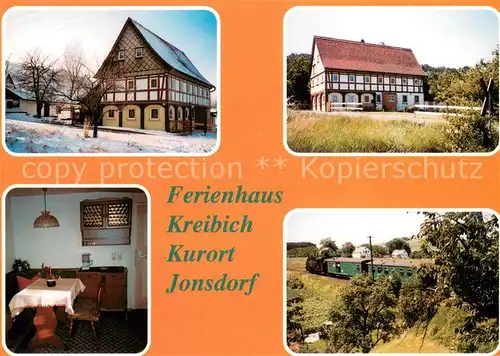 AK / Ansichtskarte Jonsdorf Ferienhaus Kreibich Eisenbahn Dampflokomotive Jonsdorf