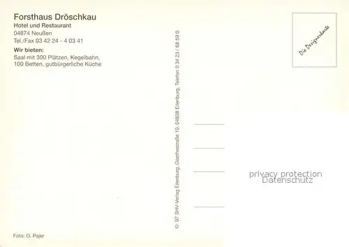 AK / Ansichtskarte Neussen Forsthaus Droeschkau Hotel Restaurant Touristenbahn Neussen