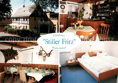 AK / Ansichtskarte Waltersdorf_Bad_Schandau Gasthaus Stiller Fritz Gastraum Fremdenzimmer Waltersdorf_Bad_Schandau