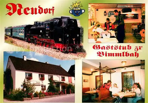 AK / Ansichtskarte Neudorf_Annaberg Gaststub zr Bimmlbah Eisenbahn Dampflokomotive Neudorf Annaberg