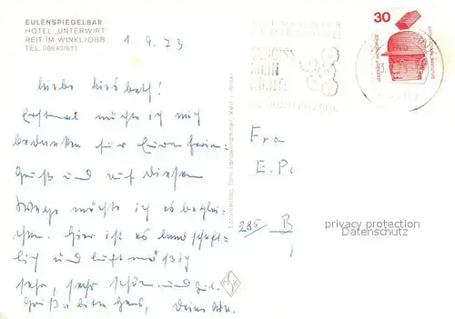 AK / Ansichtskarte Reit_Winkl Eulenspiegelbar Hotel Unterwirt Restaurant Reit_Winkl