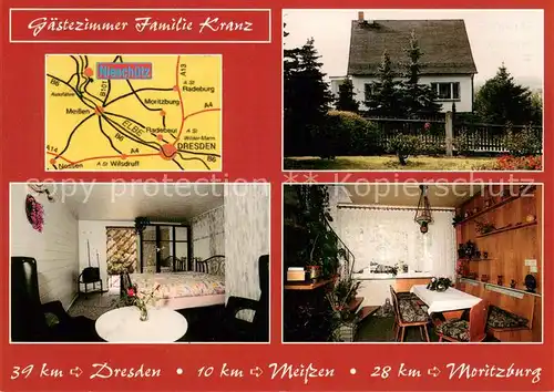 AK / Ansichtskarte Nieschuetz_Diesbar Gaestehaus Pension Kranz Gastraum Fremdenzimmer Nieschuetz Diesbar