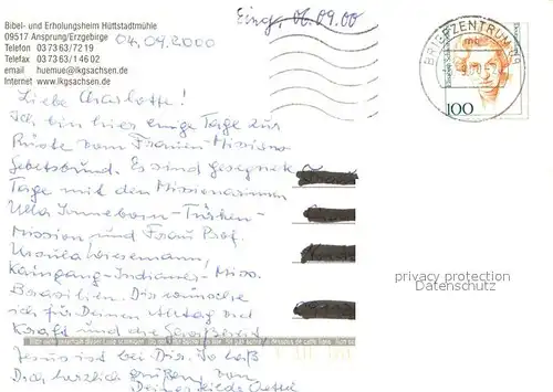 AK / Ansichtskarte Ansprung Bibel  und Erholungsheim Huettstadtmuehle Ansprung