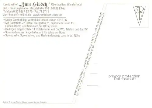 AK / Ansichtskarte Eibau Landgasthof Zum Hirsch Oberlausitzer Wanderhotel Eibau
