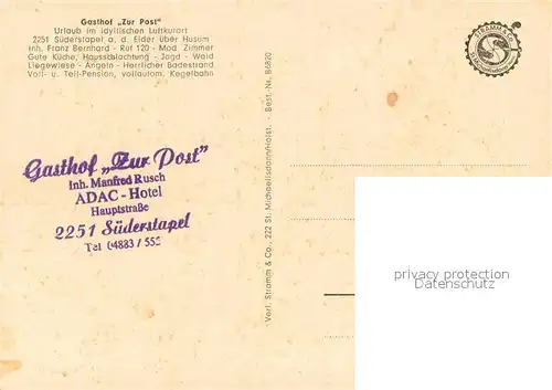 AK / Ansichtskarte Suederstapel Gasthof Zur Post Kegelbahn Gastraum Theke Suederstapel