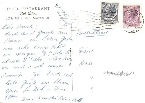 AK / Ansichtskarte Loano Albergo Bel Sito Loano