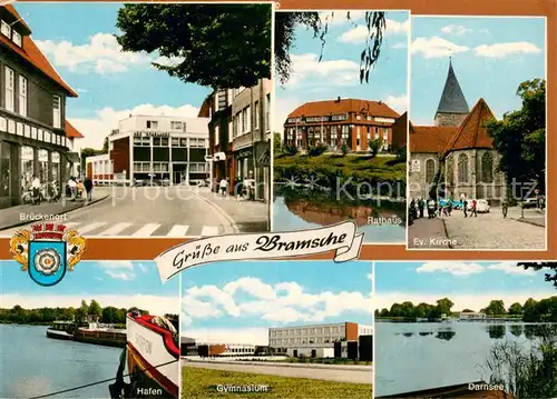 AK / Ansichtskarte Bramsche_Hase Brueckenort Rathaus Ev Kirche Hafen Gymnasium Darnsee Bramsche Hase