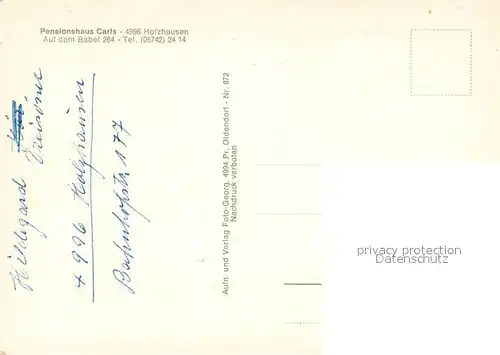 AK / Ansichtskarte Holzhausen_Luebbecke Pensionshaus Carls Holzhausen Luebbecke