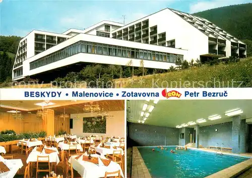 AK / Ansichtskarte Malenovice Zotavovna ROH Petr Bezruc Hotel Restaurant Hallenbad Beskidengebirge Malenovice