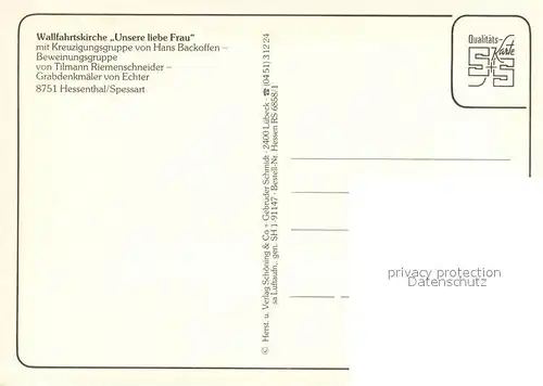 AK / Ansichtskarte Hessenthal_Spessart Fliegeraufnahme mit Wallfahrtskirche Unsere Liebe Frau Hessenthal Spessart