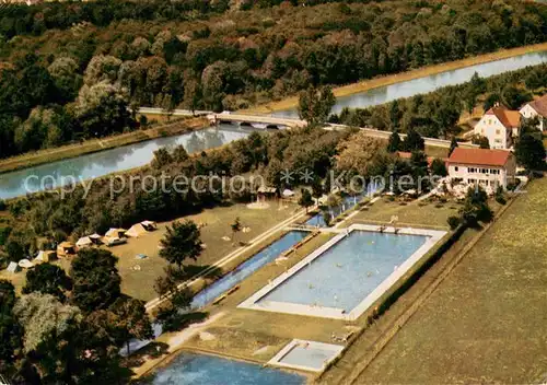 AK / Ansichtskarte Illertissen Campingplatz Schwimmbad Fliegeraufnahme Illertissen