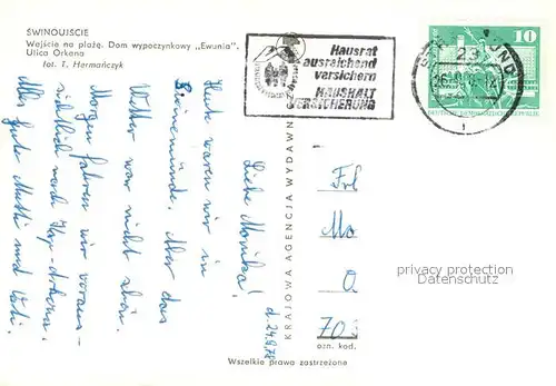 Swinoujscie_Swinemuende Wejscie na plaze Dom wypoczynkowy Ewunia Ulica Orkana Strand Hotels Swinoujscie Swinemuende