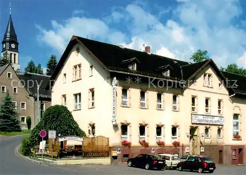 Klaffenbach_Chemnitz Gasthof Pension Krystallpalast Blick zur Kirche Klaffenbach_Chemnitz