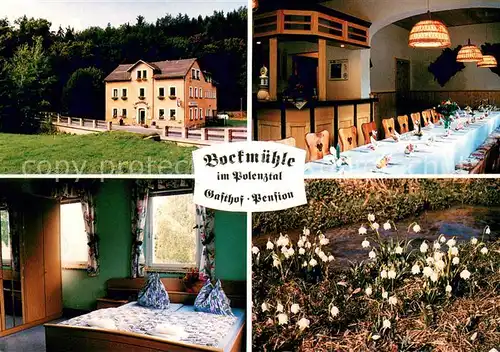 Cunnersdorf_Hohnstein Gasthof Pension Bockmuehle Gaestezimmer Festtafel Partie am Wasser Maigloeckchen Cunnersdorf_Hohnstein