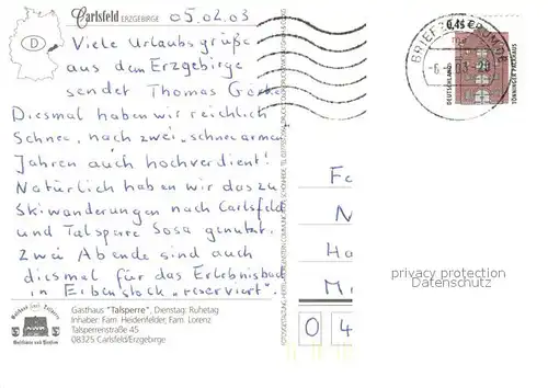 Carlsfeld_Erzgebirge Gasthaus Pension Talsperre Wintersportplatz Carlsfeld Erzgebirge