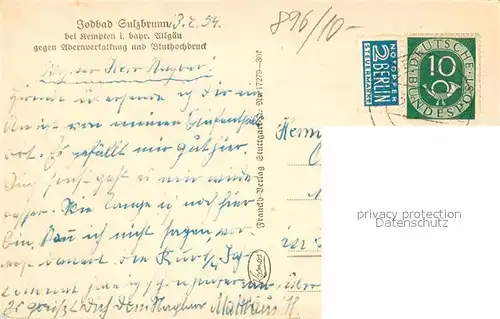 AK / Ansichtskarte Kempten_Allgaeu Jodbad Sulzbrunn Kempten Allgaeu