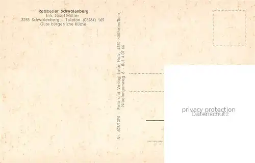 AK / Ansichtskarte Schwalenberg Ratskeller Schwalenberg Gastraeume Bar Schwalenberg