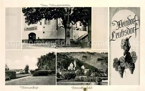 AK / Ansichtskarte Leubsdorf_Rhein Gaststaette vorm Winzerverein Rheinanlage Gesamtansicht Leubsdorf Rhein
