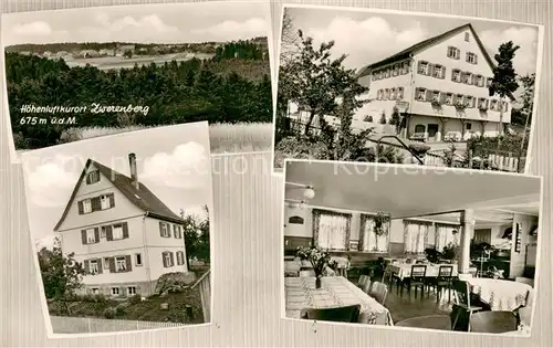 AK / Ansichtskarte Zwerenberg_Calw Pension zum Lamm mit Gaestehaus Gastraum Panorama Zwerenberg Calw