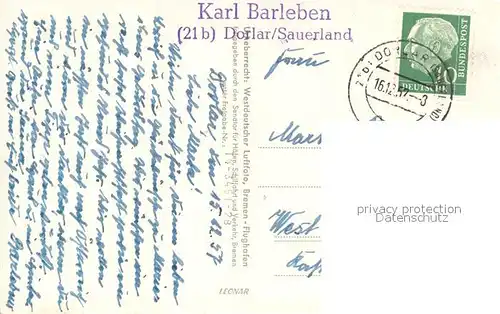 AK / Ansichtskarte Dorlar_Sauerland Karl Barleben Fliegeraufnahme Dorlar_Sauerland