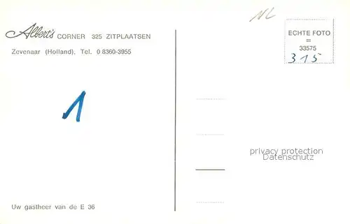 AK / Ansichtskarte Zevenaar Alberts Corner Gastraeume Bar Zevenaar