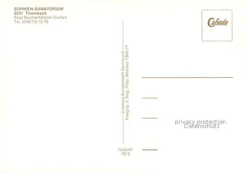 AK / Ansichtskarte Thambach Sophien Sanatorium Fliegeraufnahme Thambach