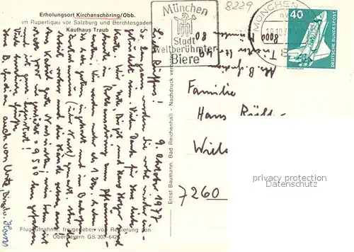 AK / Ansichtskarte Kirchanschoering im Rupertigau Fliegeraufnahme mit Kaufhaus Traub Kirchanschoering