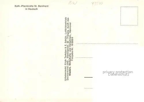 AK / Ansichtskarte Heubach_Wuerttemberg Kath Pfarrkirche St Bernhard Fliegeraufnahme Heubach Wuerttemberg