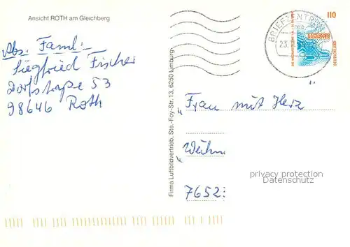 AK / Ansichtskarte Roth_Gleichamberg Fliegeraufnahme 