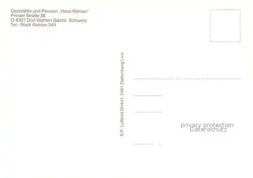 AK / Ansichtskarte Wehlen_Sachsen Gaststaette Pension Haus Wehlen Fliegeraufnahme Wehlen_Sachsen