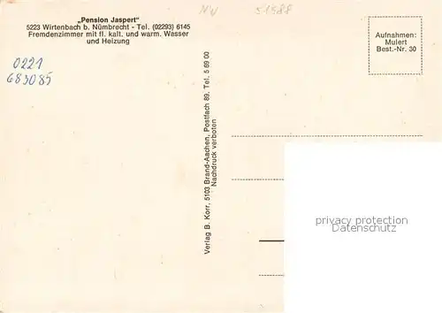 AK / Ansichtskarte Wirtenbach Pension Jaspert Gaststube Zimmer Wirtenbach