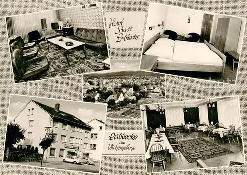 AK / Ansichtskarte Luebbecke_Westfalen Hotel Stadt Luebbecke TV Raum Gaestezimmer Gastraum Panorama Luebbecke_Westfalen