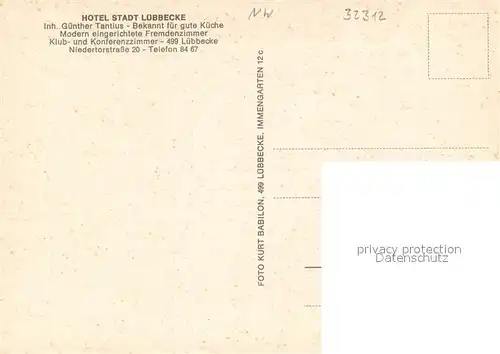 AK / Ansichtskarte Luebbecke_Westfalen Hotel Stadt Luebbecke TV Raum Gaestezimmer Gastraum Panorama Luebbecke_Westfalen